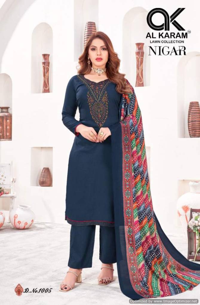 Nigar Vol 1 By Al Karam Rayon Embroidery Dress Material Wholesale Clothing Suppliers In India
